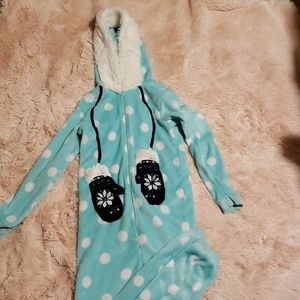 Teal fuzzy onesie